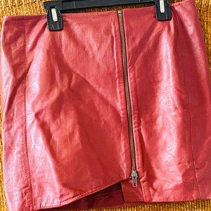Vintage Leather Zip-Front Mini Skirt